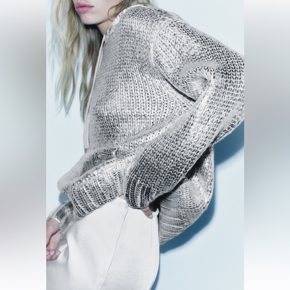 ZARA FOIL HOODED KNIT SWEATSHIRT - Picture 4 of 4